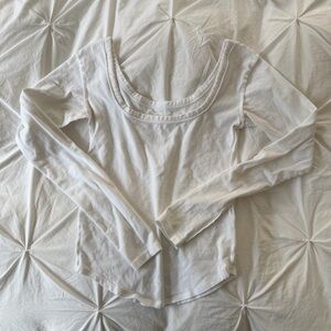 Free People White Long Sleeve Top
